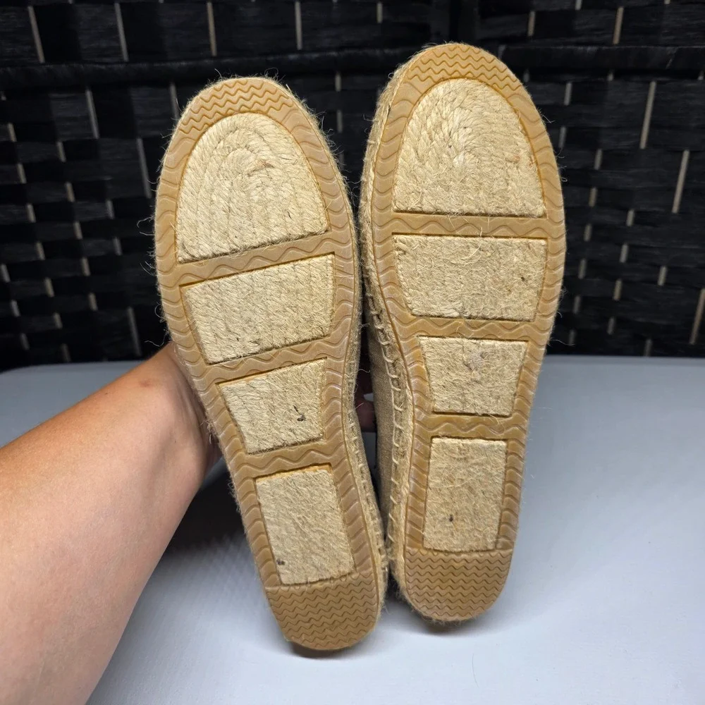 Simply Vera Vera Wang Gold Espadrille Flats Beaded Bow Ballet Shoes Womens 8